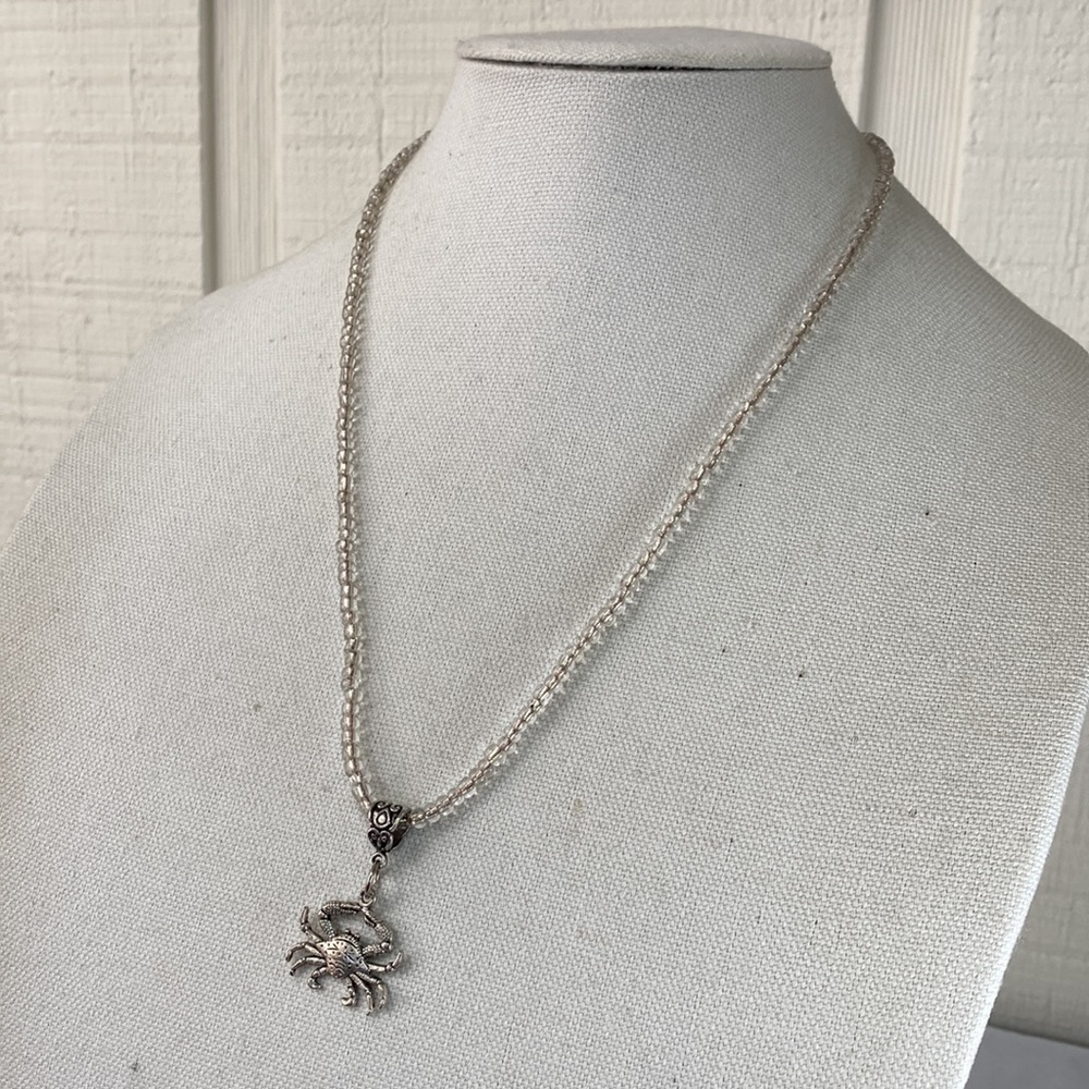 Zodiac Cancer necklace with clear beads